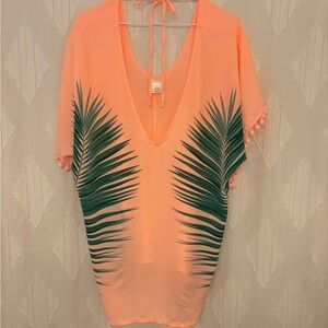 Xhilaration Orange Pom-Pom Trim Swim Coverup